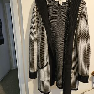Max Studio Navy  and White Knit Cardigan